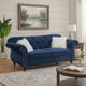 Loveseat | Nailhead Trim Velvet | 77" | Crystal Tufting | Blue
