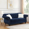 Loveseat | Nailhead Trim Velvet | 77" | Crystal Tufting | Blue