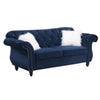 Loveseat | Nailhead Trim Velvet | 77" | Crystal Tufting | Blue