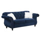 Loveseat | Nailhead Trim Velvet | 77" | Crystal Tufting | Blue