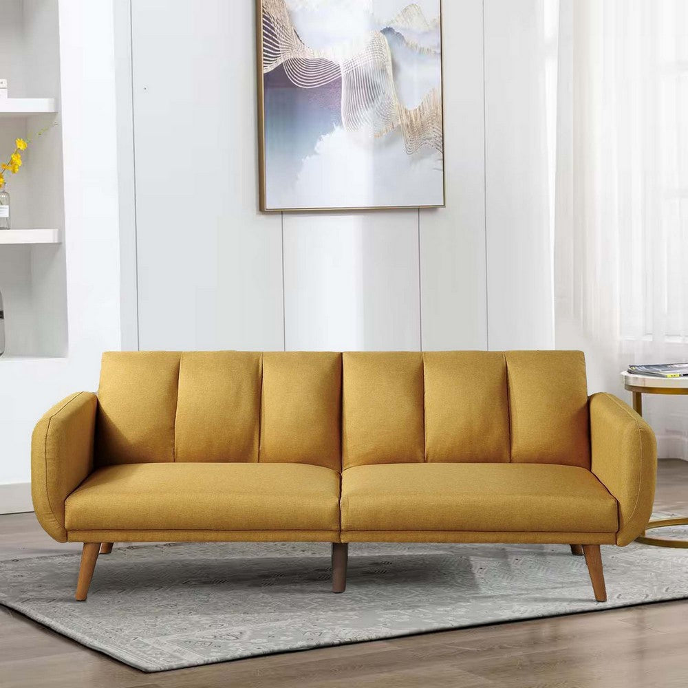 Adjustable Sofa | Upholstered | Track Armrests | Angled Legs | Yellow