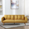 Adjustable Upholstered Sofa with Track Armrests and Angled Legs, Yellow By Casagear Home
