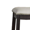 29 Inch Wooden Bar Stool with Upholstered Cushion Seat, Set of 2, Gray and Black By Casagear Home