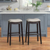 29 Inch Wooden Bar Stool with Upholstered Cushion Seat, Set of 2, Gray and Black By Casagear Home