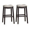 29 Inch Wooden Bar Stool with Upholstered Cushion Seat, Set of 2, Gray and Black By Casagear Home