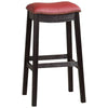 29 Inch Wooden Bar Stool with Upholstered Cushion Seat Set of 2 Gray and Red By Casagear Home BM233108