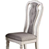Dining Chair | Button Tufted Backrest | Padded Seat | Set of 2 | White & Gray