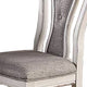 Dining Chair | Button Tufted Backrest | Padded Seat | Set of 2 | White & Gray
