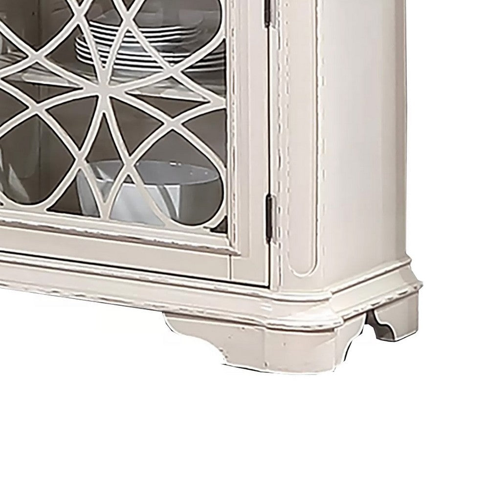 Wooden Transitional 2 Drawer and 4 shelves Server Brown and White BM233111