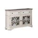Wooden Transitional 2 Drawer and 4 shelves Server, Brown and White