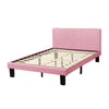 Traditional Wooden Full Bed with Faux Leather Upholstery Pink BM233112