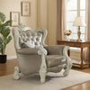 Wooden Chair with Scalloped Base and Loose Seat Cushions, Gray