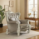 Wooden Chair with Scalloped Base and Loose Seat Cushions, Gray