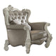 Wooden Chair with Scalloped Base and Loose Seat Cushions, Gray