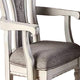 Armchair | Wood | Button Tufted Back | Set of 2 | Cream & Gray