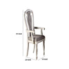 Armchair | Wood | Button Tufted Back | Set of 2 | Cream & Gray
