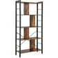 4 Tier Wood and Metal Bookcase with Crossbars Brown and Black By Casagear Home BM233143