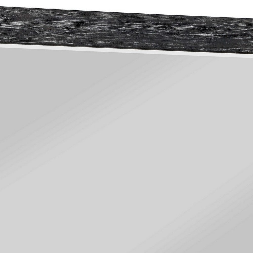 Rustic Style Wooden Frame Rectangular Beveled Mirror Gray BM233148