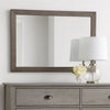 Mid Century Style Wooden Frame Mirror with Rough Hewn Saw Details, Brown