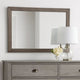 Mid Century Style Wooden Frame Mirror with Rough Hewn Saw Details, Brown