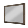 Mid Century Style Wooden Frame Mirror with Rough Hewn Saw Details, Brown