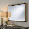 Rectangular Wooden Frame Incased Mirror with Raised Edges, Natural Brown