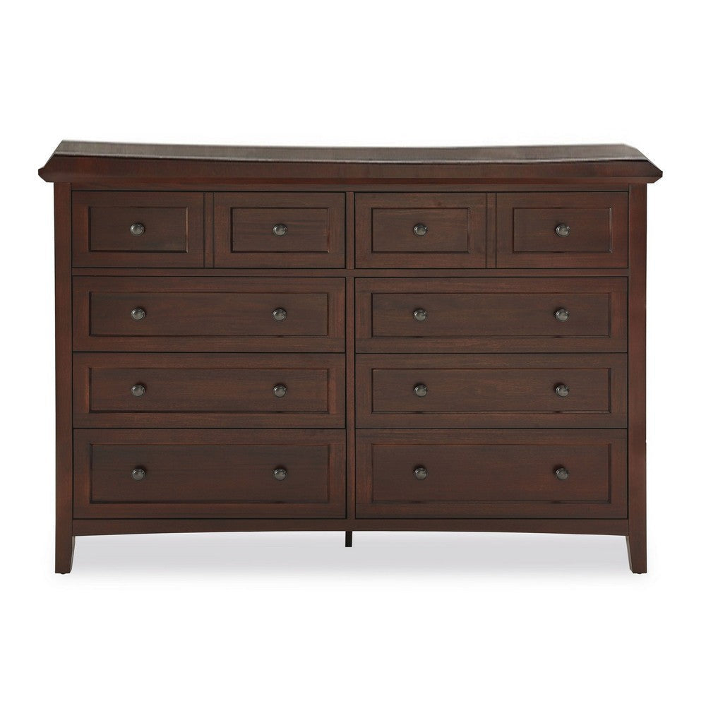 Transitional Style 8 Drawer Wooden Dresser with Bevel Floating Top Brown BM233152