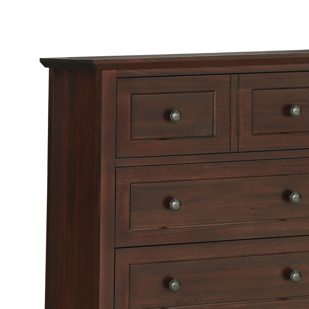 Transitional Style 8 Drawer Wooden Dresser with Bevel Floating Top Brown BM233152