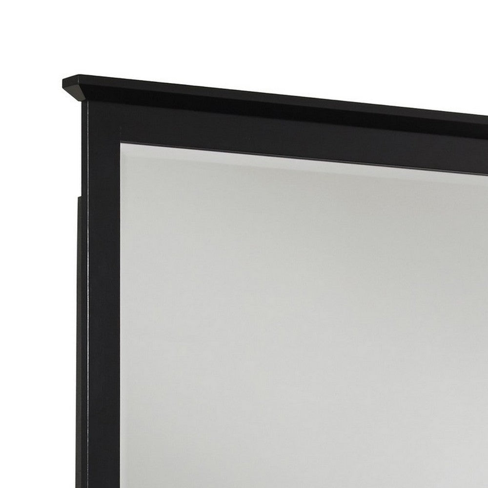 Transitional Style Wooden Frame Mirror with Beveled Floating Top Brown BM233153