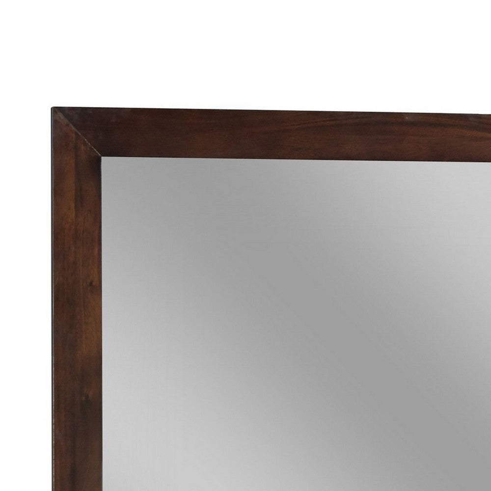 Rustic Style Rectangular Wooden Frame Dresser Mirror Brown BM233157