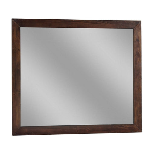 Rustic Style Rectangular Wooden Frame Dresser Mirror, Brown