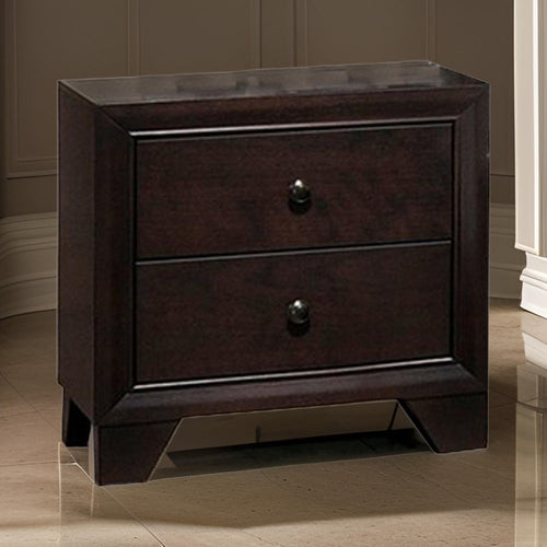 Nightstand | Transitional Wood | 2 Drawers | Brown