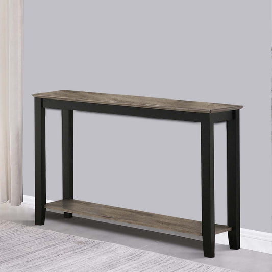 Wooden Console Table with One Open Shelf, Black and Gray By Casagear Home