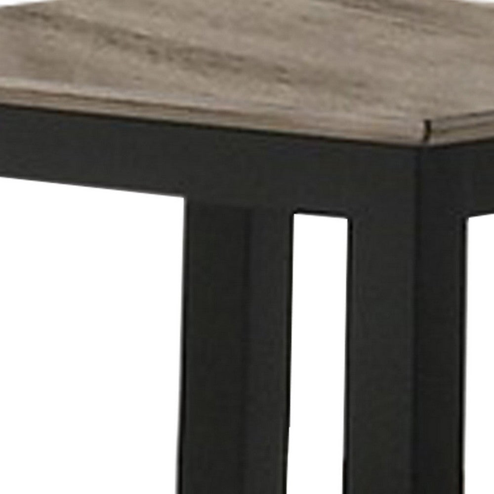 Wooden End Table with One Open Shelf, Black and Gray By Casagear Home