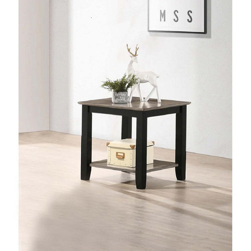 End Table | Wood | One Open Shelf | Black & Gray