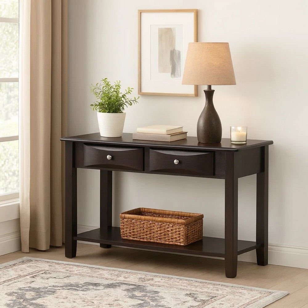 Console Table | Wood | 2 Spacious Drawers | Brown
