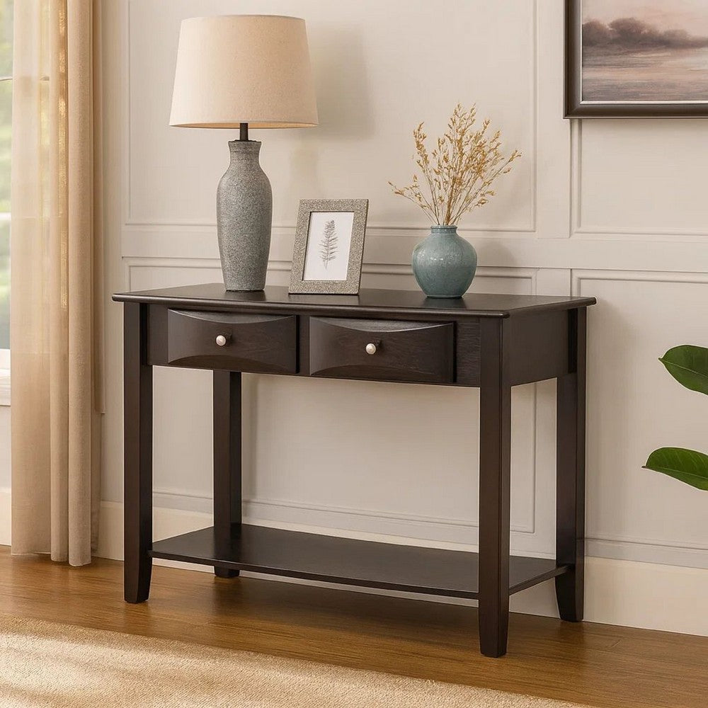 Console Table | Wood | 2 Spacious Drawers | Brown