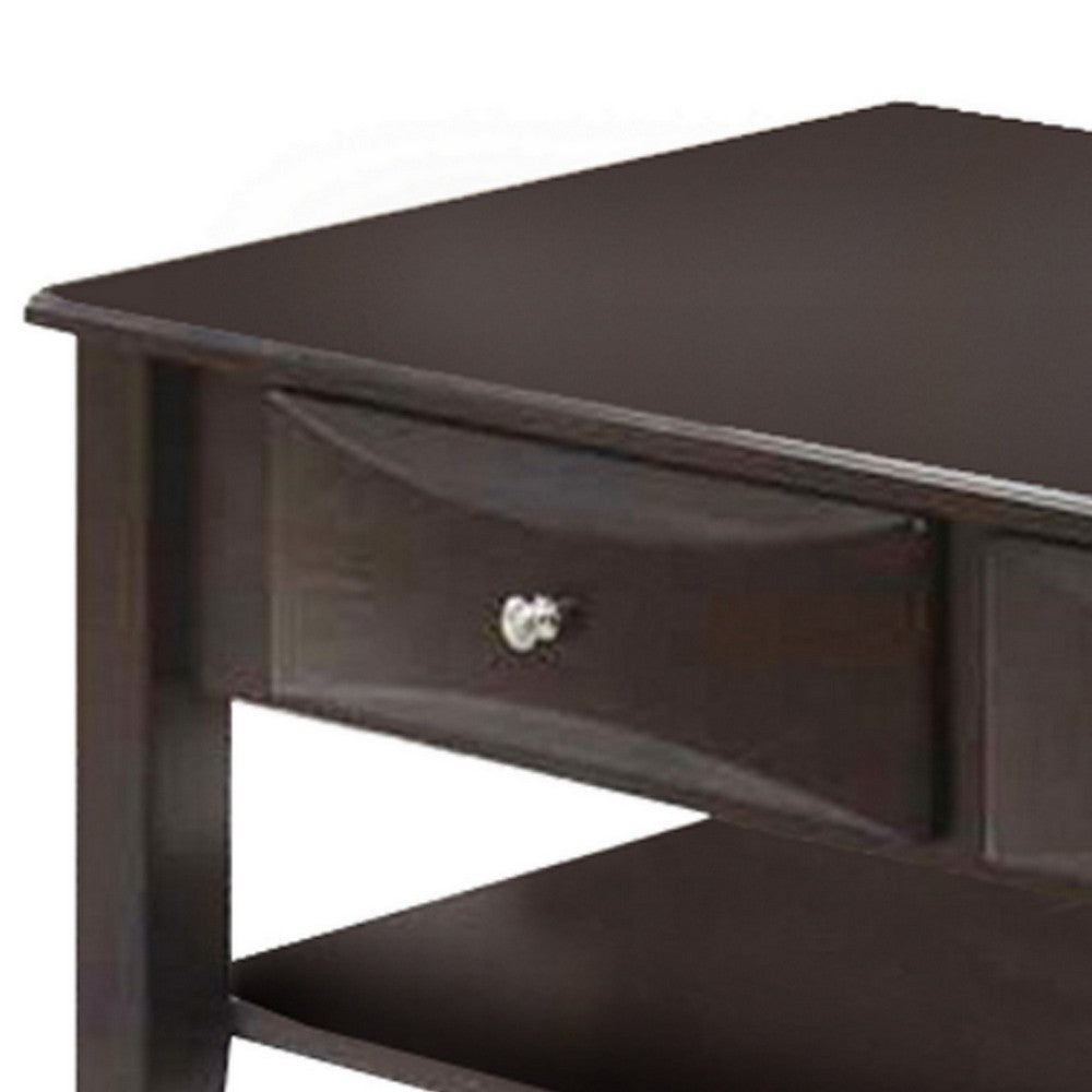 Wooden Coffee Table with 2 Spacious Drawers Brown By Casagear Home BM233173