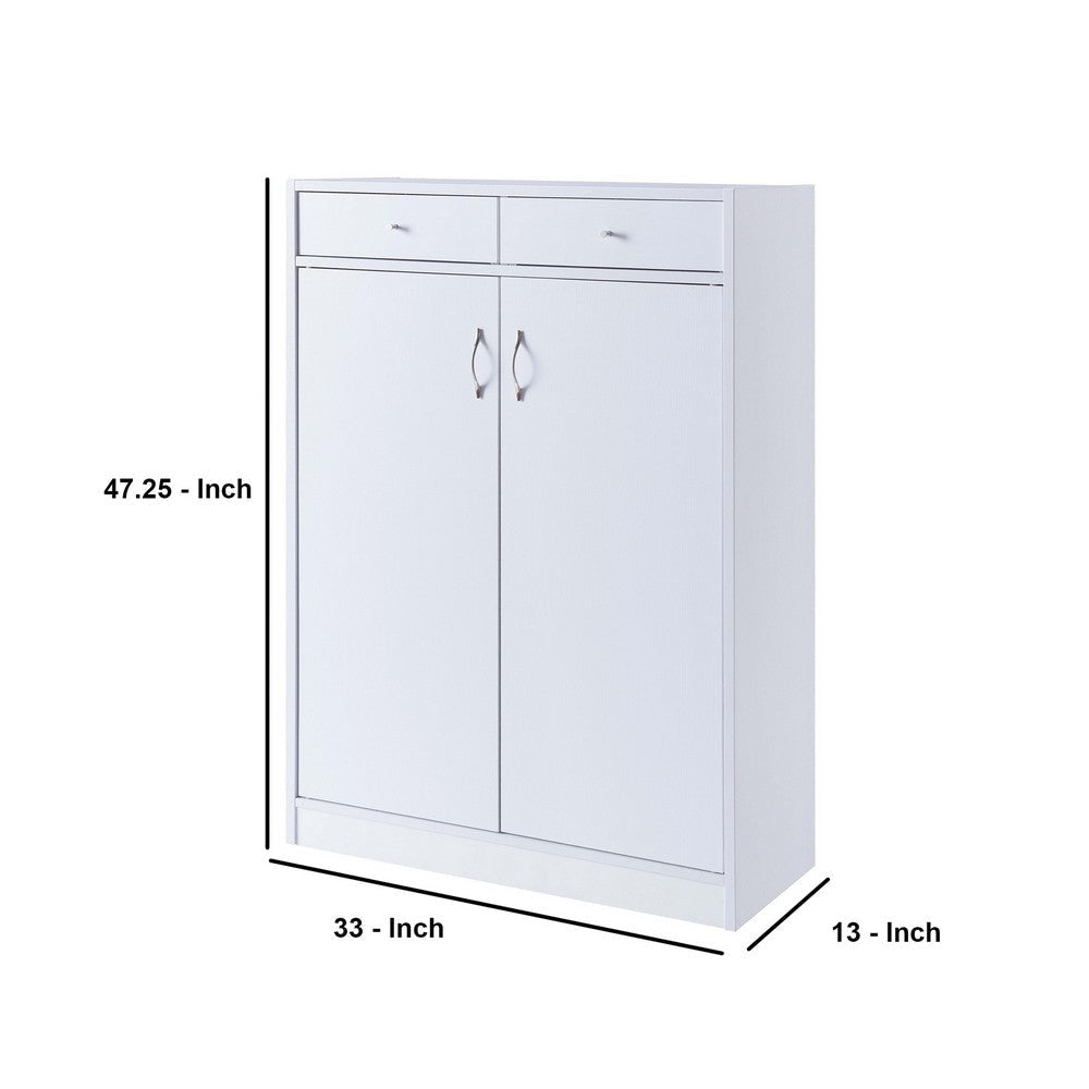 47 Inch 2 Door Wooden Shoe Cabinet White By Casagear Home BM233177