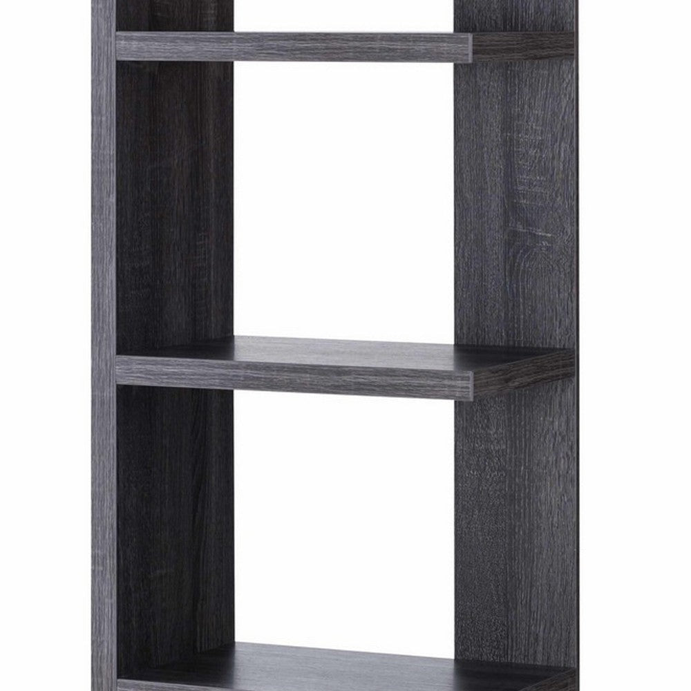 71 Inch Wooden Open Back Display Cabinet with 5 Shelves Gray By Casagear Home BM233181