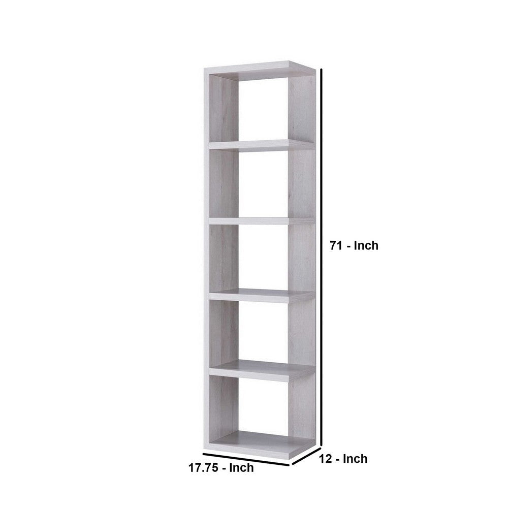 71 Inch Wooden Open Back Display Cabinet with 5 Shelves White By Casagear Home BM233183