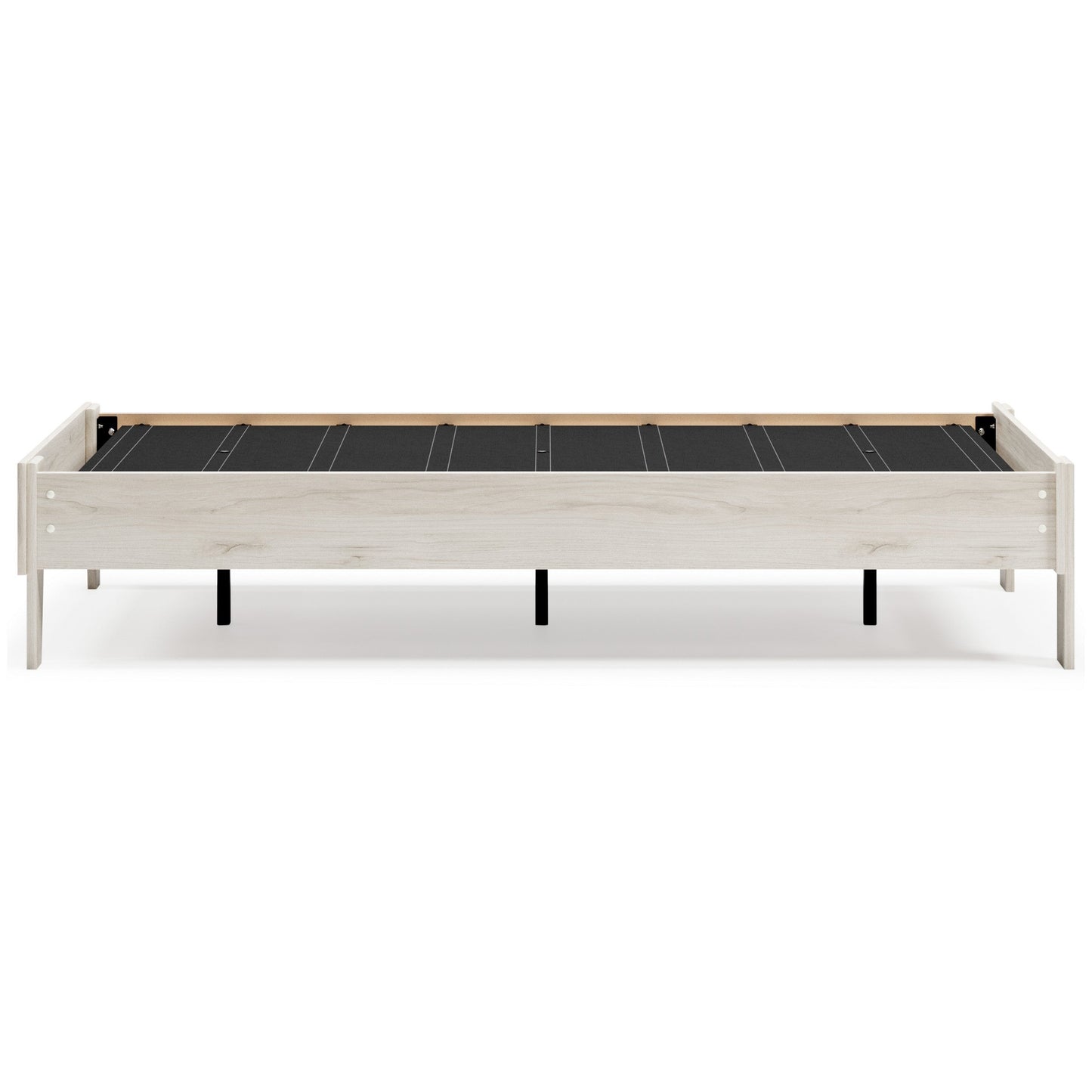 Wooden Twin Platform Bed with Grains Off White By Casagear Home BM233200