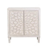 Accent Cabinet | Wood | 2 Doors | Floral Carving | Distressed Whitewash