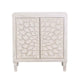Accent Cabinet | Wood | 2 Doors | Floral Carving | Distressed Whitewash