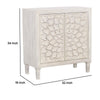 2 Door Wooden Accent Cabinet with Floral Carving Distressed Whitewash By Casagear Home BM233234
