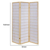 Room Divider | 3 Panel Foldable | Wood Frame | Grid Design | Brown