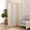 Room Divider | 3 Panel Foldable | Wood Frame | Grid Design | Brown