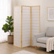 Room Divider | 3 Panel Foldable | Wood Frame | Grid Design | Brown