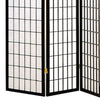 Room Divider | 4 Panel Foldable | Wood Frame | Grid Design | Black