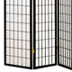 Room Divider | 4 Panel Foldable | Wood Frame | Grid Design | Black